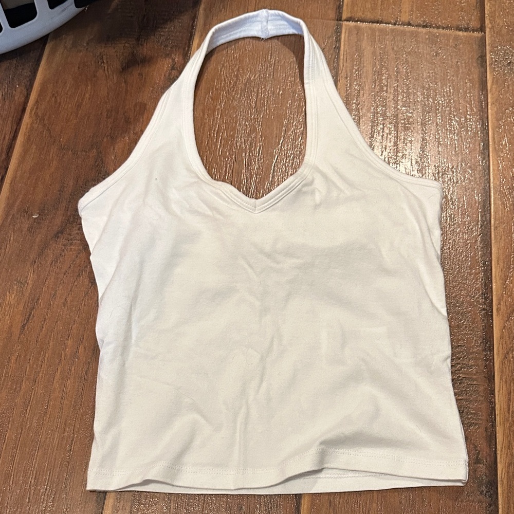Hollister White Halter Tank Top